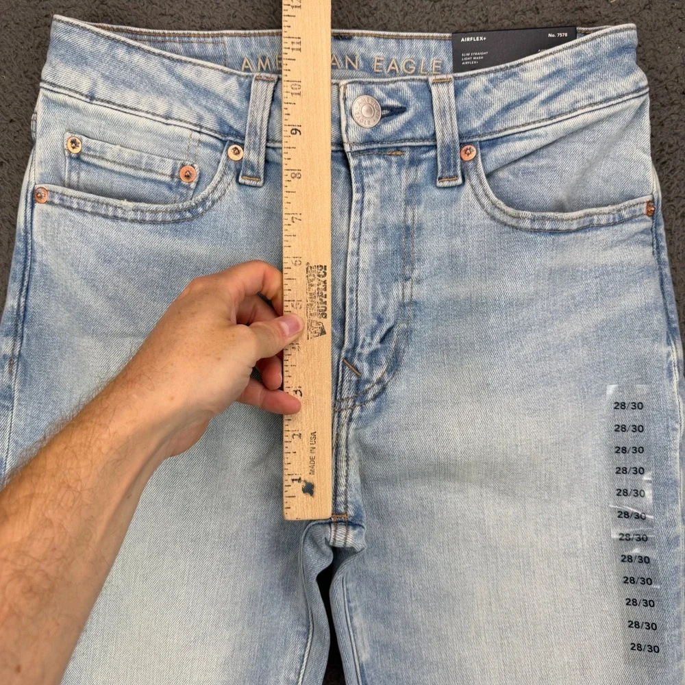 American Eagle Airflex+ Slim Straight Light‎ Wash Jeans 28x30 No. 7578 NWT